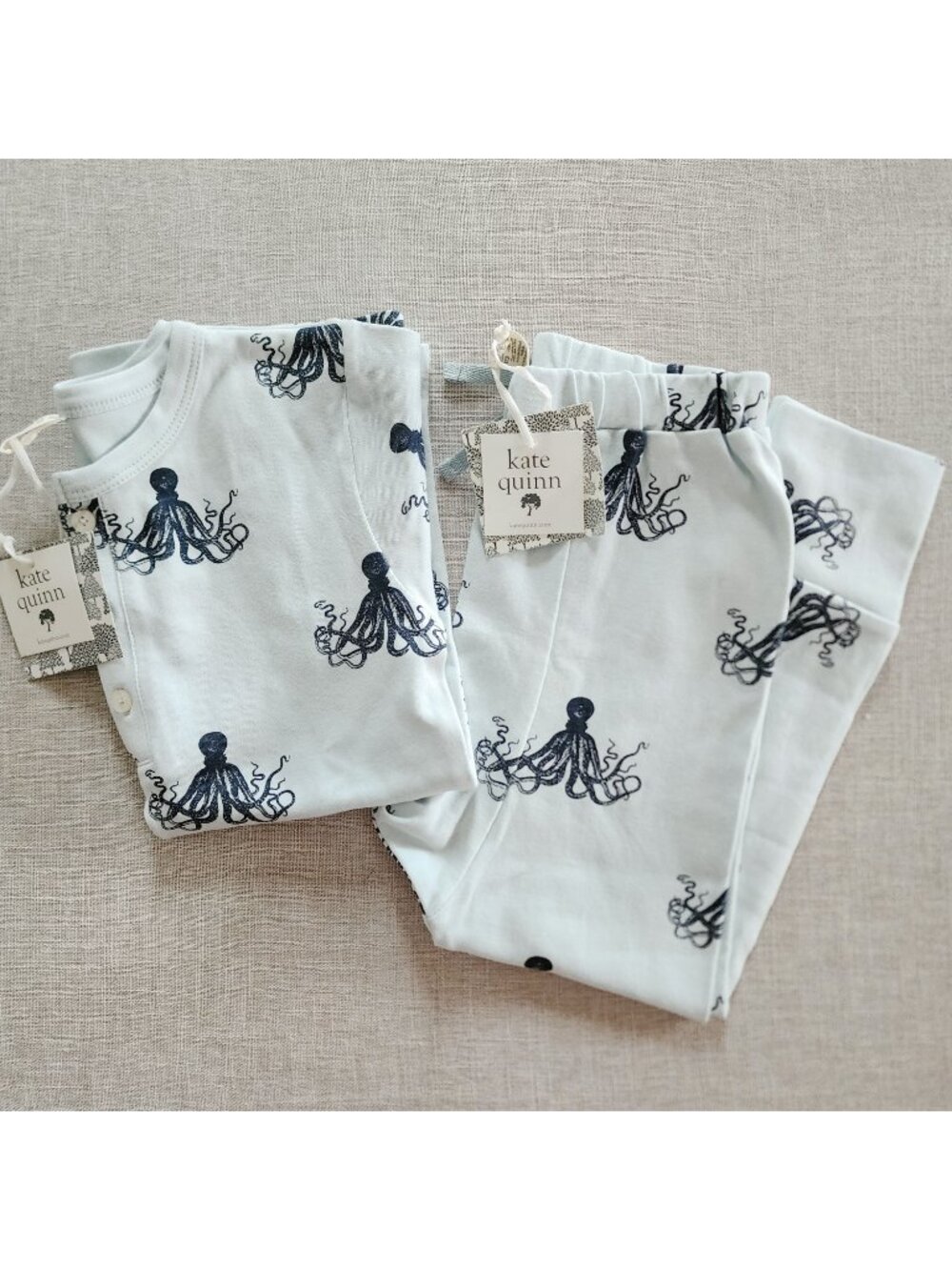Kate Quinn Organic Cotton Blue Octopus Short Sleeve and Panda Pant 5Y and 8Y